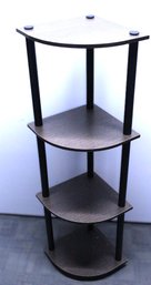 Small 4 Tier Corner Dark Lamented Wood Shelf