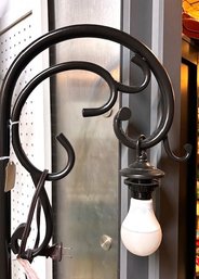 Standing Black Lamp With Bare Lightbulb 5'6' Tall Plug In