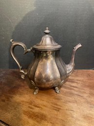 Vintage Chippendale Silver-Plated Ornate Tea Pot - England