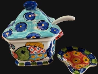 Splish Splash Collection By Vicki Carroll Studio 'Crab' Soup Tureen & Lid W/Ladle And Ladle Dish