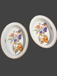 Royal Worcester Porcelain Evesham Pattern Gold Set Of  2 Oven To Table Vegetable Dishes