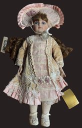 Vintage Franklin Mint Porcelain Victorian Heirloom Doll  21' 25' With Her Bonnet