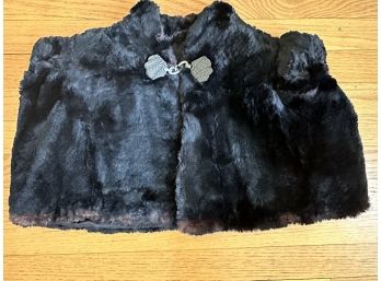 Vintage 1940s Black Fur Capelet