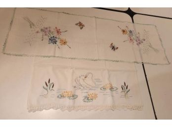 Hand Embroidered Runner And Pillowcase