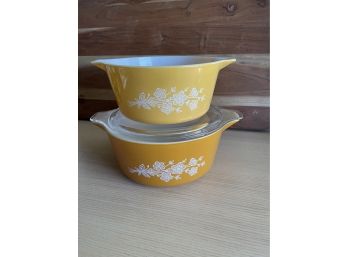 2 Vintage Golden Butterfly Pyrex