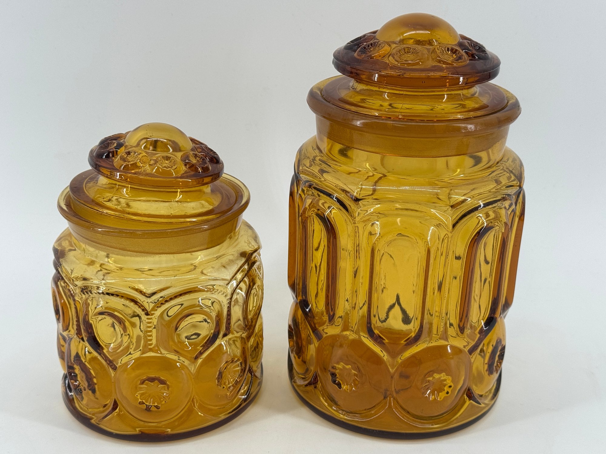 Vintage L.E. Smith Glass Company "Moon And Stars" Pattern Canister Set