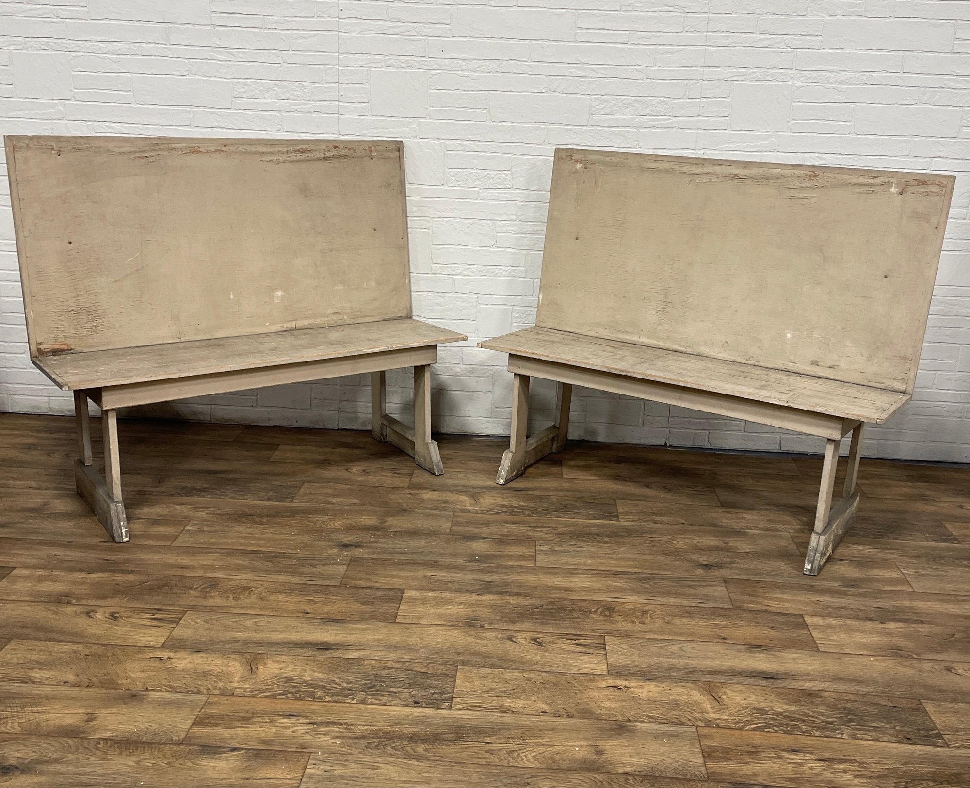 Pair Of Primitive Dining Benches #123756 | Auctionninja.com