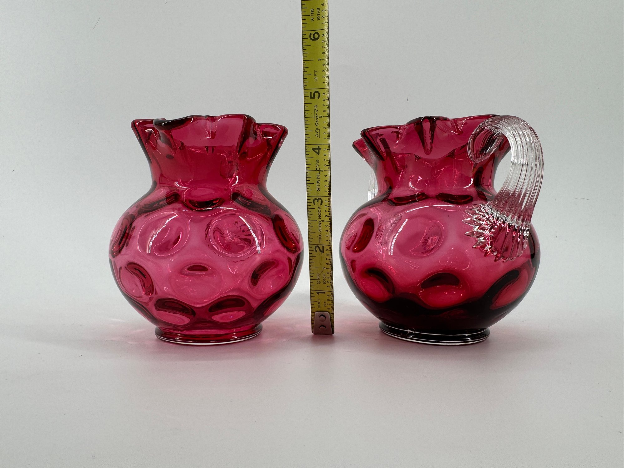 Vintage Fenton Art Glass Cranberry Coin Dot Pattern Sugar And Creamer ...