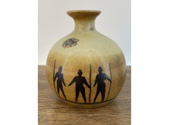 Michael Schlyer Flat Earth Pottery Three Warriors Ceramic Vase