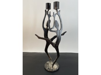Dancing Figures Hand-Cut Steel Candelabra