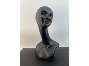 Black Resin Female Mannequin Head Bust With Long Neck