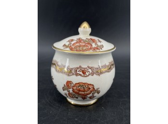 Fielding's Crown Devon Porcelain Lidded Jam Pot With Floral And Gold Trim