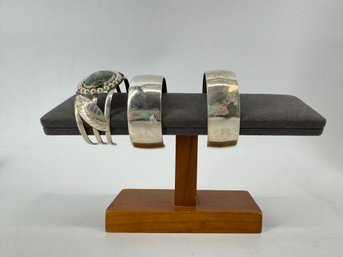 Three Vintage Sterling Bangles, 107.47 G