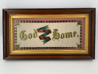 'God Bless Our Home' Reverse Painted Blessing Signed F. Gesner