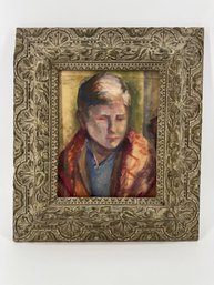 Framed Impressionistic Painting Of A Boy