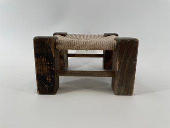 Small Vintage Rush Seat Stool