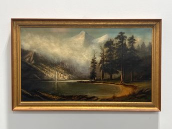 19th-century Oil On Canvas Landscape Painting In The Style Of The Hudson River