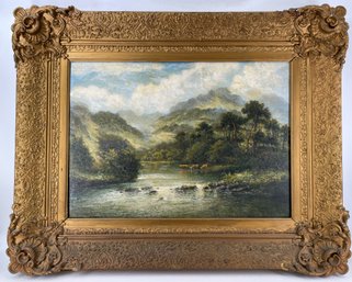 William Langley Landscape With Cattle Oil Painting