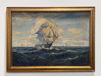 20th Century, Oil On Canvas,  Clipper Ship Signed C. Patricola