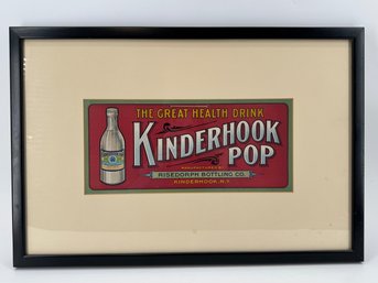 Framed Vintage Advertising Sign For 'Kinderhook Pop'
