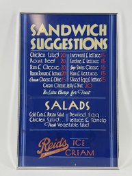 Framed Vintage Reid's Ice Cream Menu