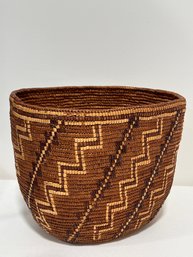 Late 19th/early 20th Century, Bowl Or Basket, With Woven Polychrome Geometric Decoration - Native American?