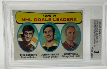 1971 Topps NHL Goal Leaders Esposito Bucyk Hull BVG 3