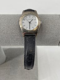 Carriage Timex Lady Silver With Black Leather Band (F)
