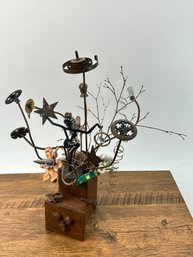 Whimsical Mixed-media Assemblage Sculpture