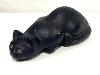 Whimsical Stone Cat Sculpture Doorstop Signed