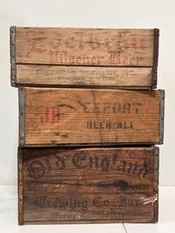 Vintage Wooden Beer Crates Including Old England Brewing