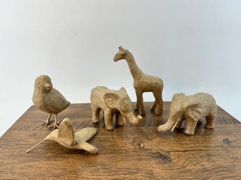 Group Of Brown Paper-mache Animals