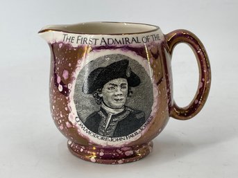 Antique Lusterware Creamer Commodore John Paul Jones Old Castle Pottery England