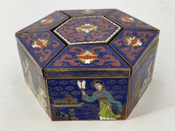 Vintage Chinese Peking Cloissone Lidded Jewelry Boxes Decorative