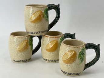 Vintage Ross Products 'Orange Juice Is Good' Porcelain Mugs