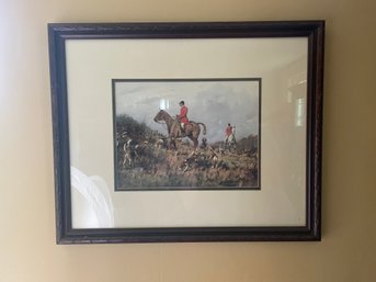 Framed Vintage Fox Hunt Scene Print