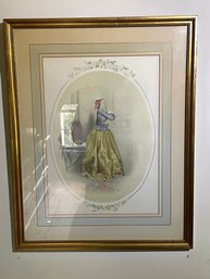 Vintage Passe Temps Des Dames Framed Lithograph Print D. A. 1940 Henri Pingot