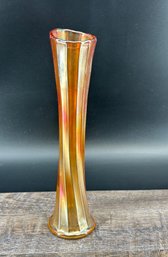 Vintage Marigold Carnival Glass Twisted Bud Vase