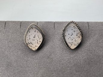 Vintage Sterling And Agate Earrings