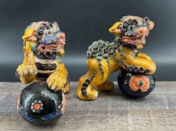 Pair Of Ceramic Foo Dog Figurines