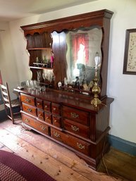 Vintage Knotty Pine Chest Of Drawers With Oversized Mirror