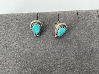 Vintage Sterling And Turquoise Earrings