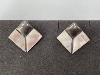Vintage Sterling And Mother Of Pearl Earrings