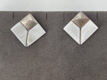 Vintage Sterling And Mother Of Pearl Earrings