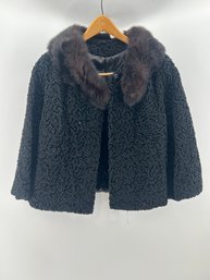 Vintage Black Curly Persian Lamb Fur Jacket