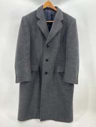Vintage Gray Herringbone Wool Overcoat See Measurements