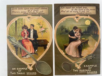 2 Vintage 'Spoon' Postcards