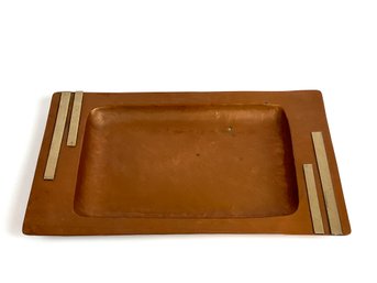 Art Deco Hammered  Copper Tray - 6.5' X 10'