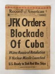 Vintage Record American Newspaper 'JFK Orders Blockade Of Cuba'