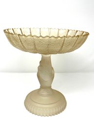 EAPG Hobbs Brockunier Tree Of Life Frosted Glass Compote Hand Shaped Stem